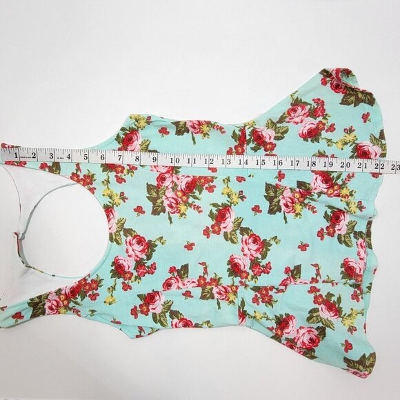 Pacsun Kirra Womens Babydoll Peplum Tank Top Small Mint Floral Y2K Bloomcore - Picture 6 of 9